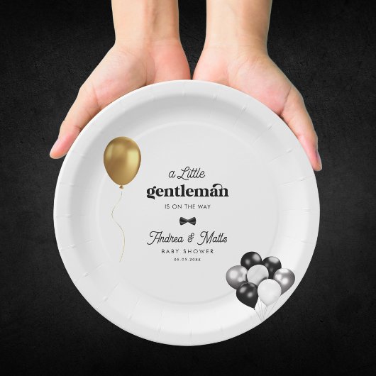 レトロリトルジェントンバルーン男の子のシャワー ペーパープレート