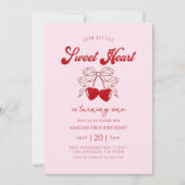 レトロリトルスウィートアールヴァレンティーンズデイ誕生日 招待状 (正面)