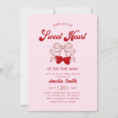 レトロリトルスウィートバレンタインデイベビーシャワー 招待状 (正面)