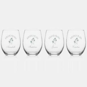 レトロリュックスビーチパームツリーズブリデスメイド名 ステムなしワイングラス