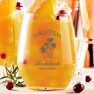 レトロリュックビーチバチェロレッテロゴガールズトリップ ステムなしワイングラス