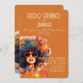 レトロリワインド 女性の50歳誕生日パーティー 招待状 (正面/裏面)