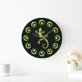 レトロリングや輪及びライムグリーントカゲクールデザイン ラージ壁時計 (ホーム)