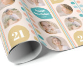 レトロリーフカスタムステム誕生日 ラッピングペーパー (ロールコーナー)