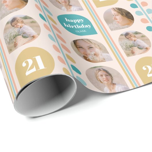 レトロリーフカスタムステム誕生日 ラッピングペーパー (ロールコーナー)