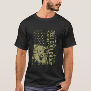 レトロリールダディクールカモフラージアメリカ国旗Fis Tシャツ