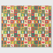 レトロルックギフトラップ。数々の色クリスマス紙 ラッピングペーパー (フラット)