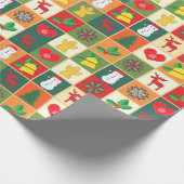 レトロルックギフトラップ。数々の色クリスマス紙 ラッピングペーパー (角)