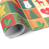 レトロルックギフトラップ。数々の色クリスマス紙 ラッピングペーパー (ロールコーナー)