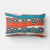 レトロルックターコイズとオレンジサークル波 ランバークッション (裏面)