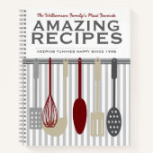 レトロルックパーソナライズされたレシピ ノートブック (正面)