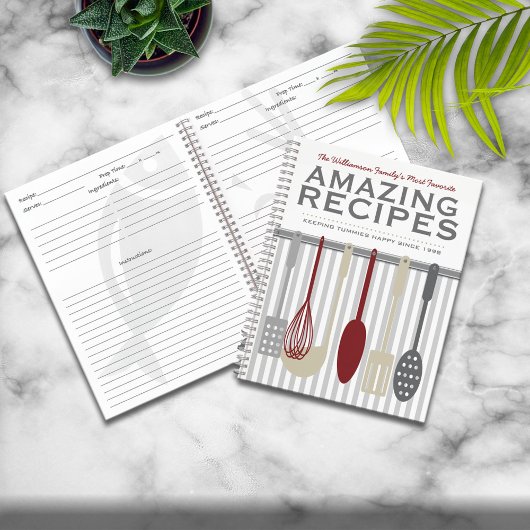 レトロルックパーソナライズされたレシピ ノートブック