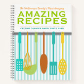 レトロルックパーソナライズされたレシピ ノートブック (正面)