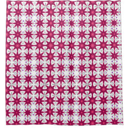 レトロルックピンクパープルスターバスト シャワーカーテン