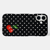 レトロルックブラックとホワイト水玉模様とさくらんぼ Case-Mate iPhoneケース (裏面 (横))