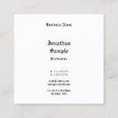 レトロルック白黒クラシック手書きスクリプト スクエア名刺 (裏面)