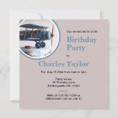 レトロルック飛行機主題のお誕生日ケーキ 招待状 (裏面)