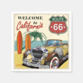 レトロルート66「Welcome to California」ポスター、 スタンダードカクテルナプキン (正面)