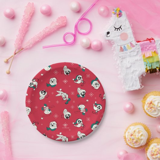 レトロルーニーチューンズ™ウィンターホリデーパターン ペーパープレート (パーティー)