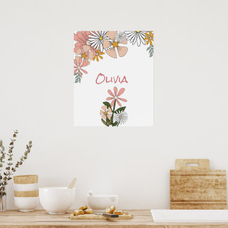 レトロルーム用フラワーポスター ポスター