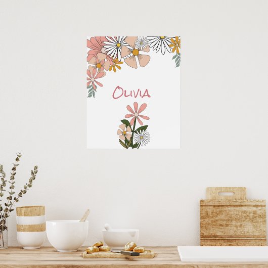 レトロルーム用フラワーポスター ポスター (キッチン)