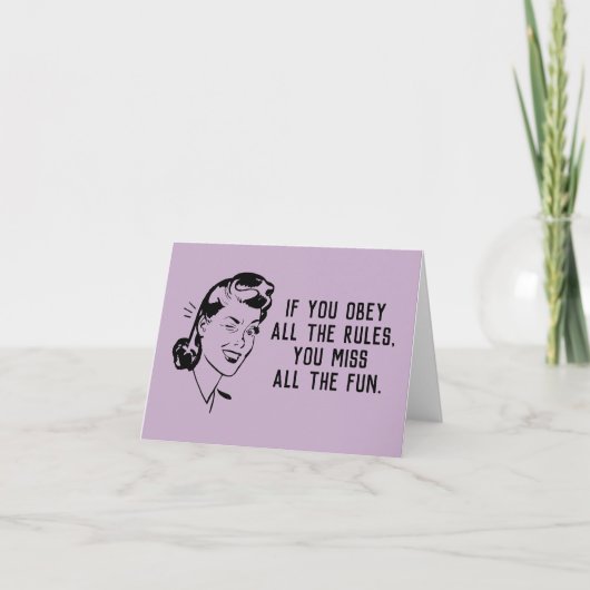 レトロルールブレーカーの女性カード サンキューカード (正面)