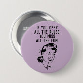 レトロルールブレーカーの女性ボタン 缶バッジ (正面&裏面)