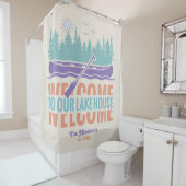 レトロレイクハウスファミリー名 シャワーカーテン (インサイチュ)