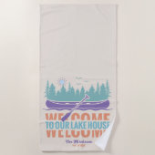 レトロレイクハウスファミリー名 ビーチタオル (正面)