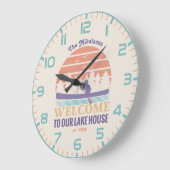 レトロレイクハウスファミリー名 ラージ壁時計 (傾斜)