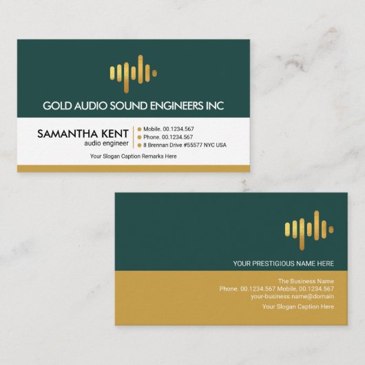 レトロレイヤー金ゴールドサウンドウェーブオーディオエンジニア 名刺 (正面/裏面)