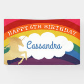 レトロレインボーとユニコーン – 名前ハッピーバースデー 横断幕 (横)