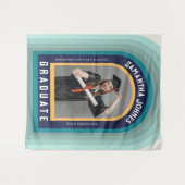 レトロレインボーアーチフォト卒業バックドロップ タペストリー (正面(横))