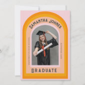 レトロレインボーアーチフォト卒業パーティー 招待状 (正面)