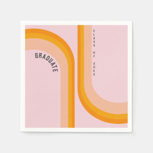 レトロレインボーアーチ写真卒業 スタンダードカクテルナプキン (正面)