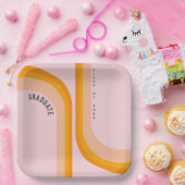 レトロレインボーアーチ写真卒業 ペーパープレート (パーティー)