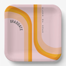 レトロレインボーアーチ写真卒業 ペーパープレート