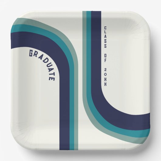 レトロレインボーアーチ卒業パーティー ペーパープレート (正面)