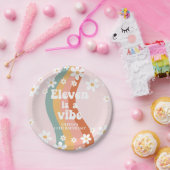 レトロレインボーイレブンはヴィベデイジー11誕生日 ペーパープレート (パーティー)