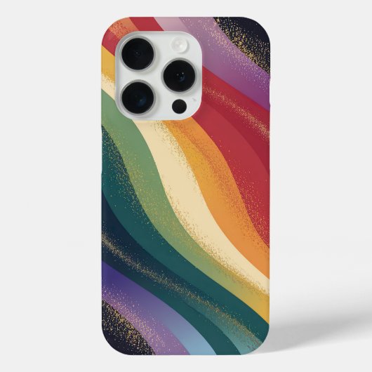 レトロレインボーウェーブズウィズゴールデンアクセント Case-Mate iPhoneケース (裏面)
