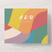 レトロレインボーウェーブLGBTQゲイプライドQRコード結婚ズ オールインワン招待状 (裏面)