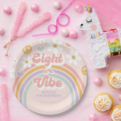 レトロレインボーエイトアヴィーベ8誕生日 ペーパープレート (パーティー)