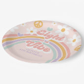レトロレインボーエイトアヴィーベ8誕生日 ペーパープレート (アングル)