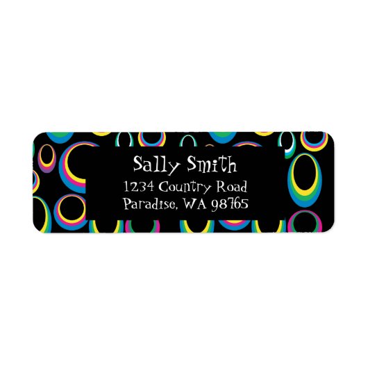 レトロレインボーオバルズ差出人住所ラベル ラベル (正面)