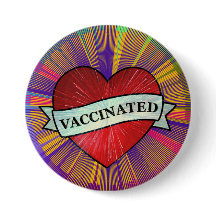 レトロレインボーカッコいいハートとバナーワクチン接種Bu