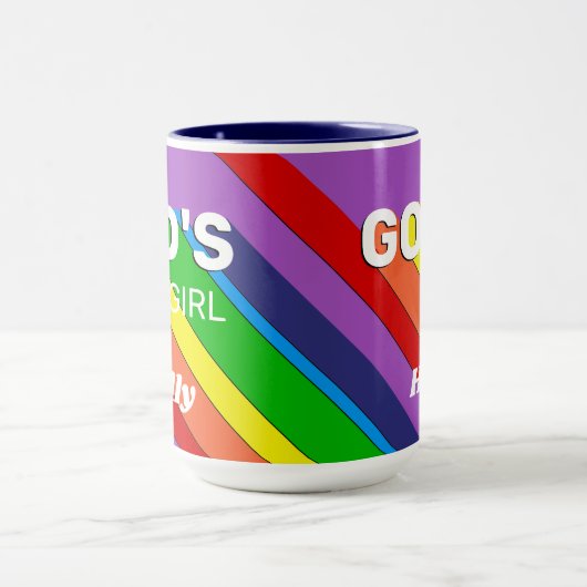 レトロレインボーカラーズ神の女の子ロイグビフクリスチャン マグカップ (中央)