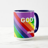 レトロレインボーカラーズ神の女の子ロイグビフクリスチャン マグカップ (正面右)