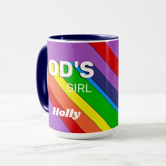 レトロレインボーカラーズ神の女の子ロイグビフクリスチャン マグカップ (正面左)