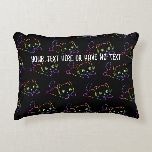 レトロレインボーキャットかわいいアニマルマジカルキットン アクセントクッション (正面)