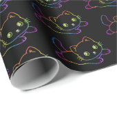 レトロレインボーキャットかわいいアニマルマジカルキットン ラッピングペーパー (ロールコーナー)